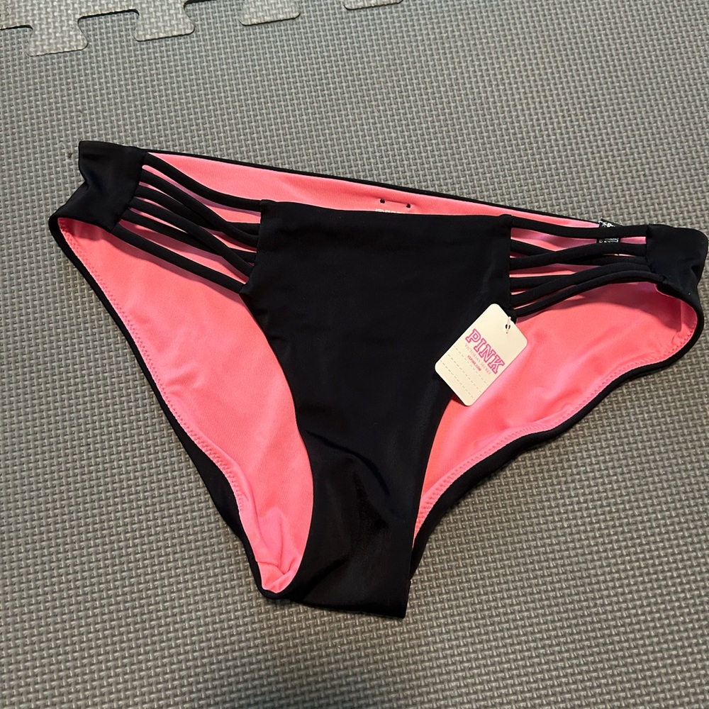 Victoria's Secret Black and Pink Bikini Bottom